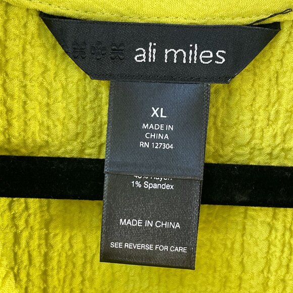 NEW Ali Miles Womens XL Lime Green Textured Cowl Neck Sweater Tunic Top Shirt - Picture 3 of 12